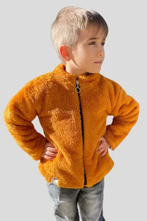 Peluş Erkek Çocuk Tarçın Fermuarlı Uzun Kollu Welsoft Hırka