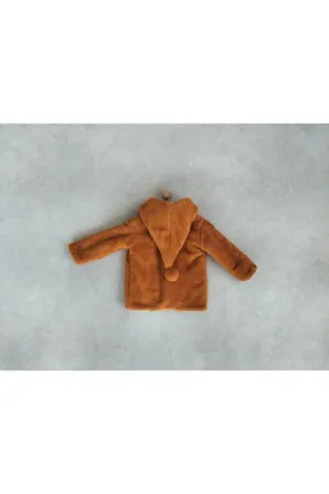 Peluş Erkek Çocuk Tarçın Uzun Ponponlu Şapkalı Mont