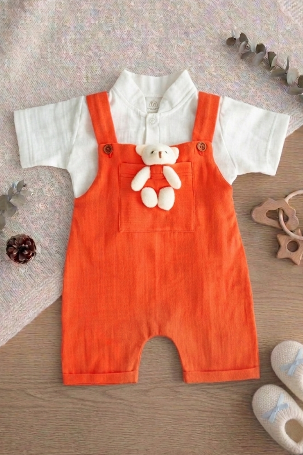Erkek Bebek Ve Çocuk Müslin Kumaş Salopet Takım