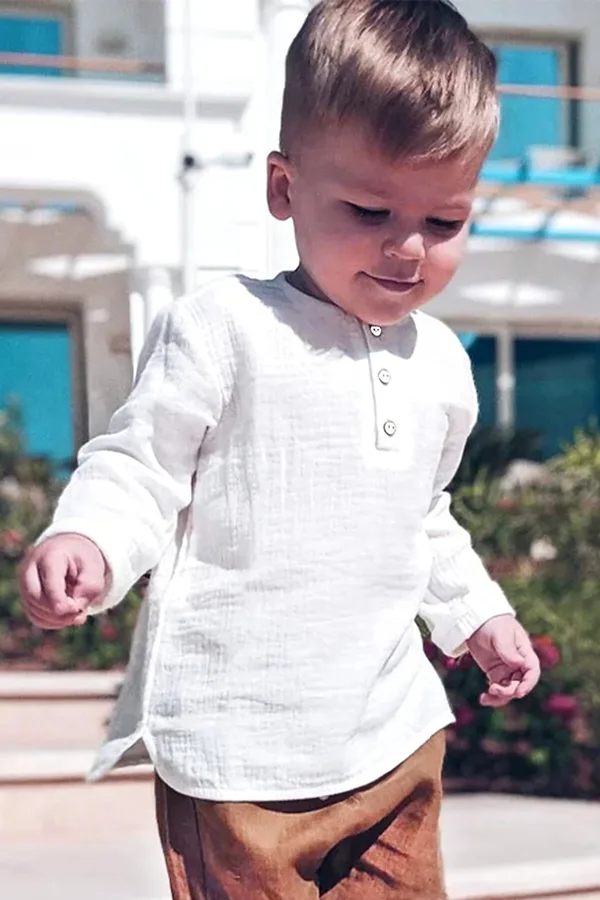 Erkek Bebek Ve Çocuk Müslin Uzun İkili Takım
