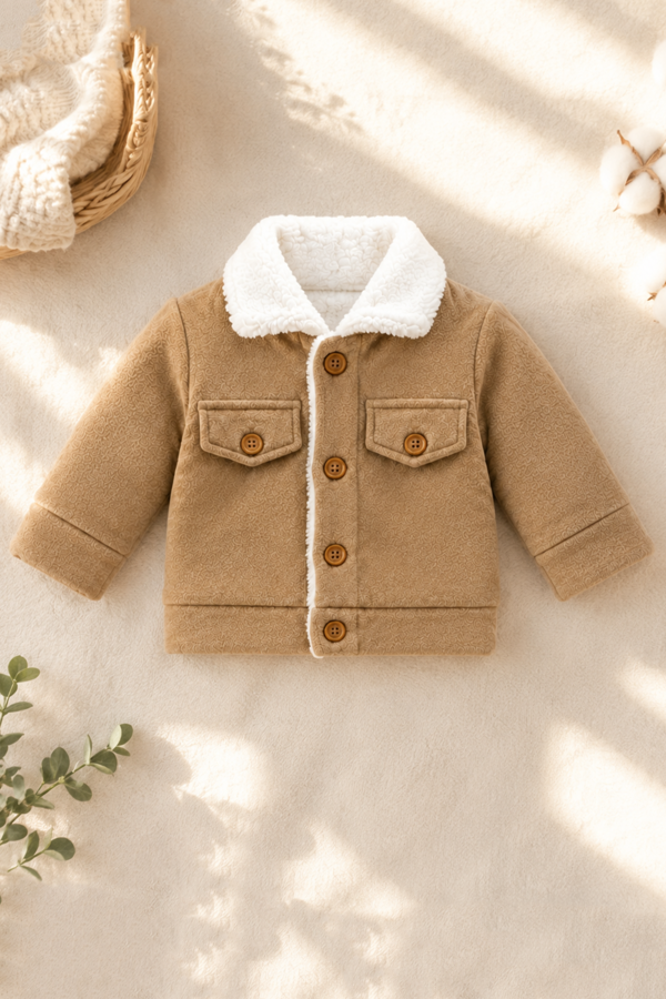 Erkek Bebek Ve Çocuk Peluş Astarlı Polar Ceket