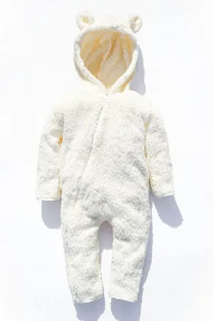 Erkek Kız Bebek Peluş Fermuarlı Uzun Kollu Kışlık Tulum