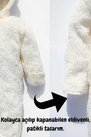 Erkek Kız Bebek Peluş Fermuarlı Uzun Kollu Kışlık Tulum