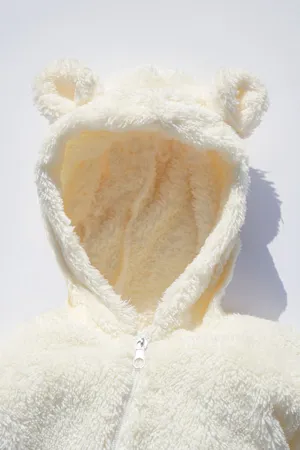 Erkek Kız Bebek Peluş Fermuarlı Uzun Kollu Kışlık Tulum
