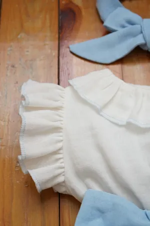 Kız Bebek Müslin Bandanalı Fırfırlı Çocuk Elbisesi