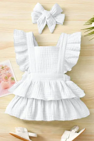 Kız Bebek Ve Çocuk Fırfırlı Kolsuz Müslin Elbise