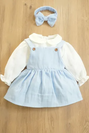 Kız Bebek Ve Çocuk Elbisesi Müslin Kumaş Üçlü Takım