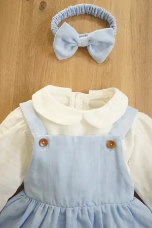 Kız Bebek Ve Çocuk Elbisesi Müslin Kumaş Üçlü Takım