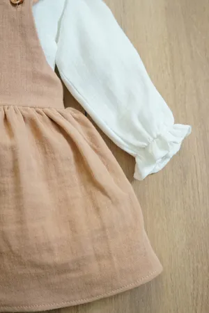 Kız Bebek Ve Çocuk Elbisesi Müslin Kumaş Üçlü Takım