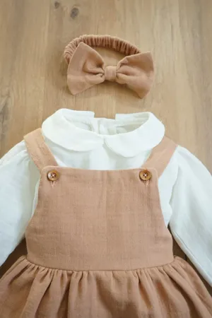 Kız Bebek Ve Çocuk Elbisesi Müslin Kumaş Üçlü Takım
