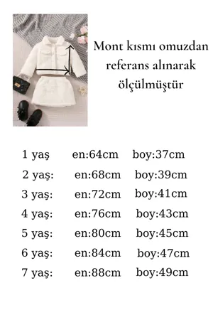 Kız Bebek Ve Çocuk Müslin Astarlı Peluş Etekli Ceket İkili Takım