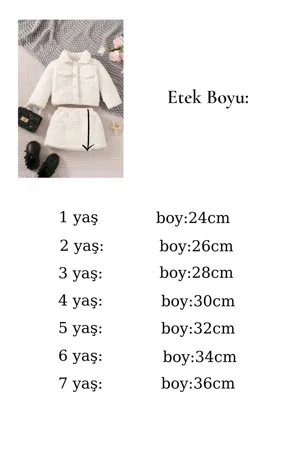 Kız Bebek Ve Çocuk Müslin Astarlı Peluş Etekli Ceket İkili Takım