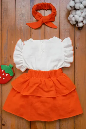 Kız Bebek Ve Çocuk Müslin Bandanalı Kısa Kollu Elbise