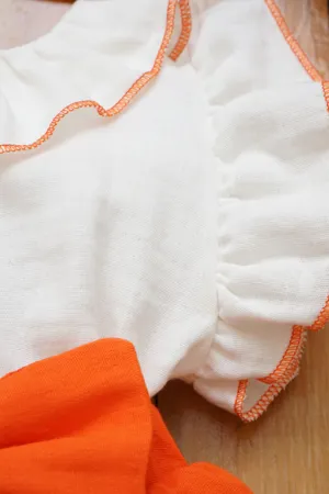 Kız Bebek Ve Çocuk Müslin Bandanalı Kısa Kollu Elbise