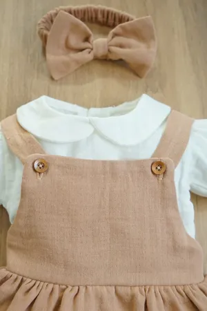 Kız Bebek Ve Çocuk Müslin Kumaş Bandanalı Elbise