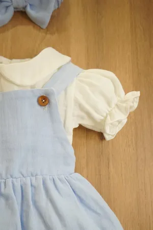 Kız Bebek Ve Çocuk Müslin Kumaş Bandanalı Elbise