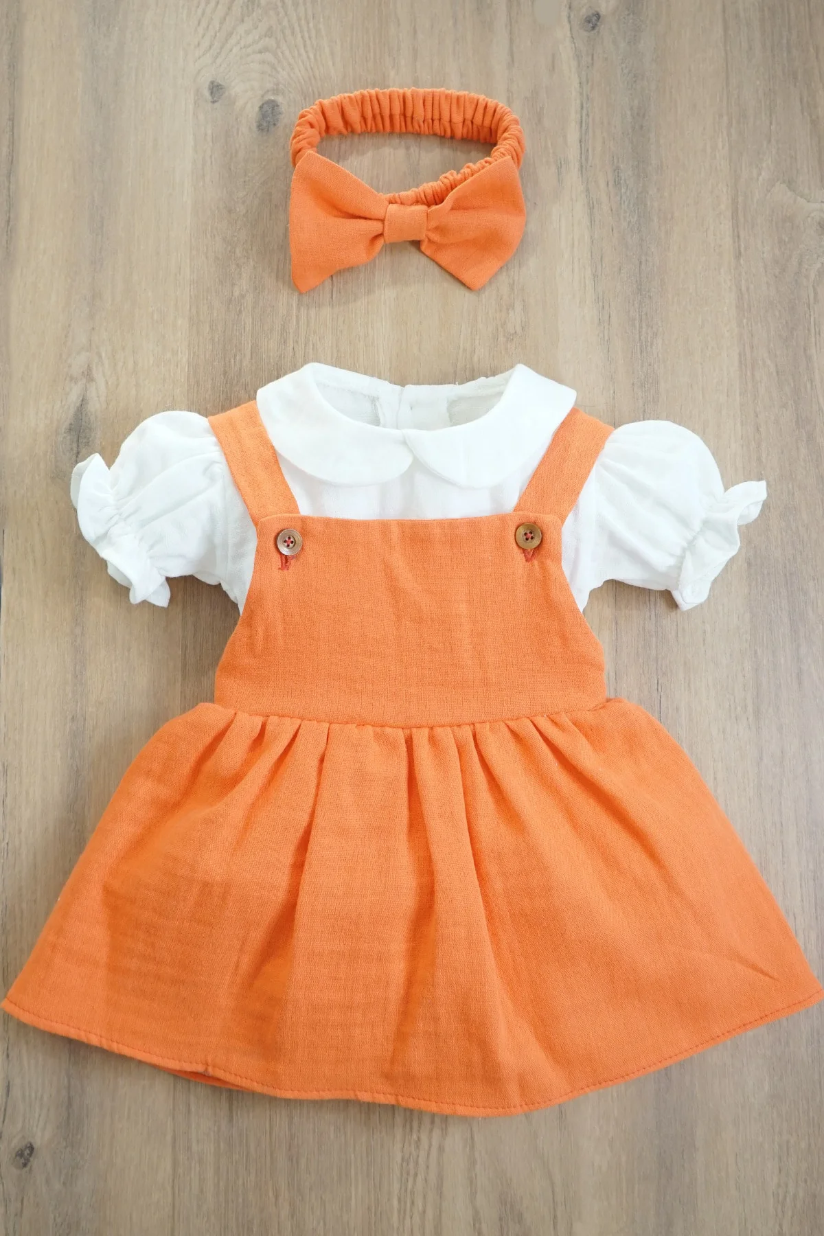 Kız Bebek Ve Çocuk Müslin Kumaş Bandanalı Elbise