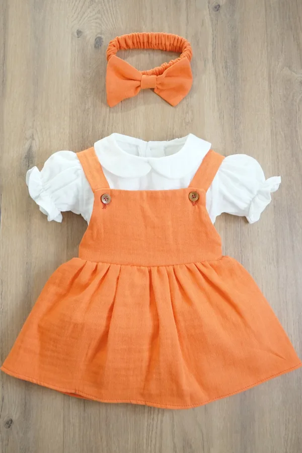 Kız Bebek Ve Çocuk Müslin Kumaş Bandanalı Elbise