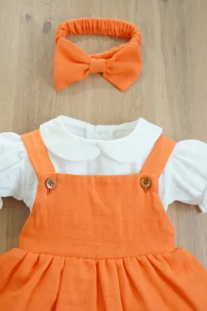 Kız Bebek Ve Çocuk Müslin Kumaş Bandanalı Elbise
