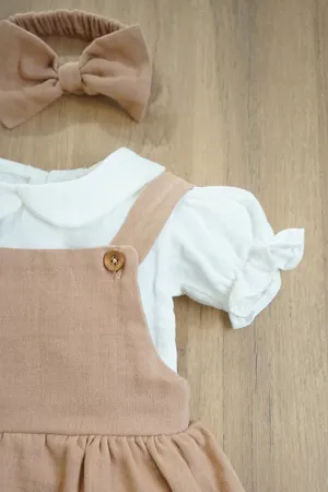 Kız Bebek Ve Çocuk Müslin Kumaş Bandanalı Elbise