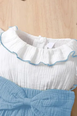 Kiz Bebek Ve Çocuk Müslin Kumas Firfirli Kolsuz Fiyonklu Tulum