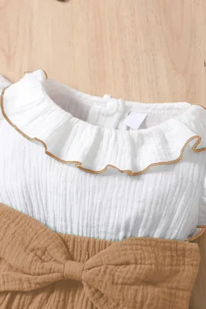 Kız Bebek Ve Çocuk Müslin Kumaş Fırfırlı Kolsuz Tulum