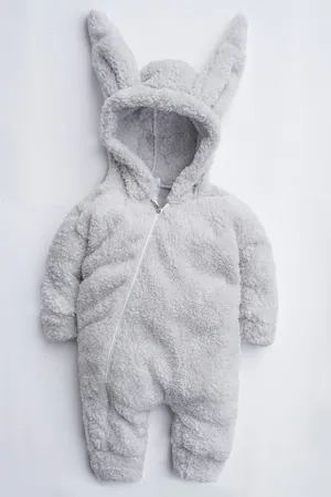 Kız Erkek Bebek Ve Çocuk Fermuarlı Peluş Tavşan Tulum