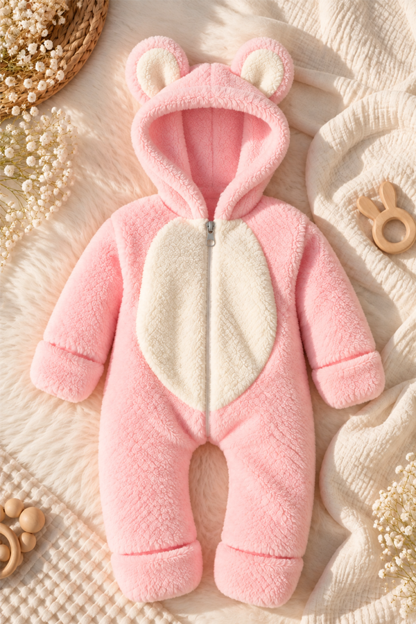 Kız Erkek Bebek Ve Çocuk Peluş Ayı Tulum - Pembe
