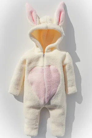 Kız Erkek Bebek Ve Çocuk Peluş Fermuarlı Kışlık Tavşan Tulum
