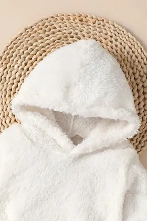 Erkek Kız Bebek Ve Çocuk Peluş Kapüşonlu İkili Takım