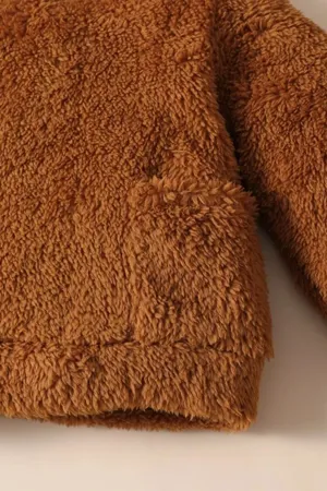 Erkek Kız Bebek Ve Çocuk Peluş Kapüşonlu İkili Takım