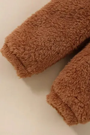 Erkek Kız Bebek Ve Çocuk Peluş Kapüşonlu İkili Takım