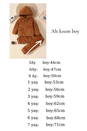 Erkek Kız Bebek Ve Çocuk Peluş Kapüşonlu İkili Takım