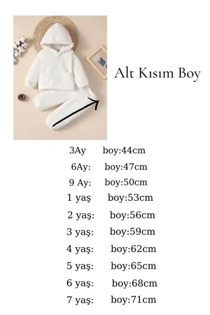 Erkek Kız Bebek Ve Çocuk Peluş Kapüşonlu İkili Takım