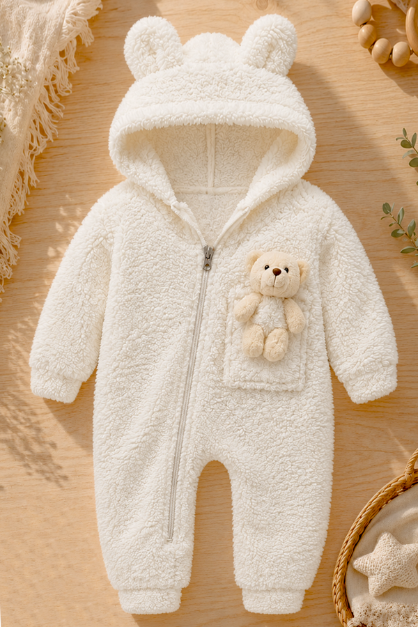 Kız Erkek Bebek Ve Çocuk Peluş Oyuncak Ayılı Kışlık Tulum